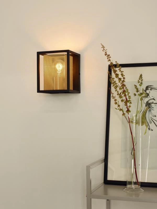 Lucide SANSA - Wall light - 1xE27 - Black - ambiance 1